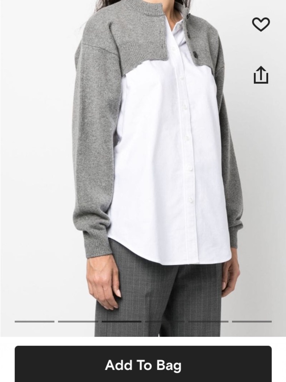 Alexander Wang Grey and White Two-Tone Button-Down Shirt